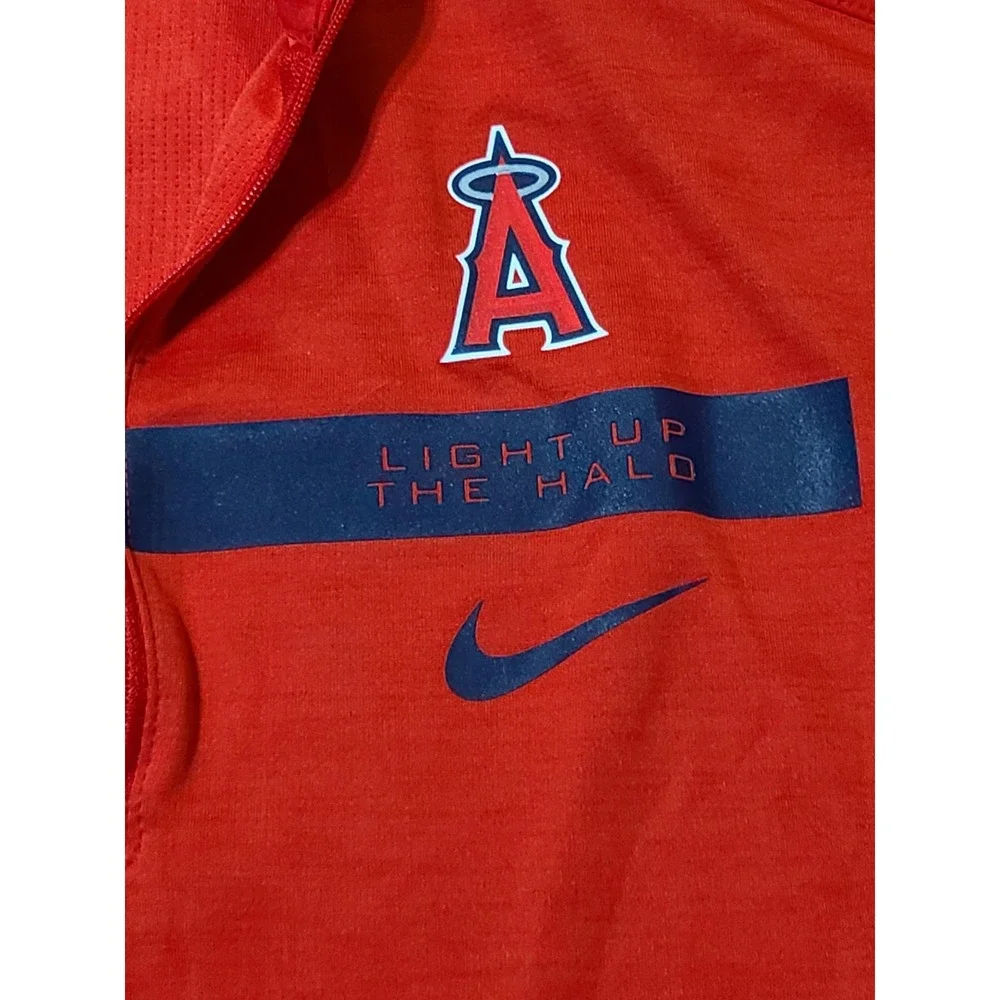 Nike Dri‎ Fit Women's Shirt Sz S Angels Team Logo Long Sleeve Red W/Thumb-Holes
